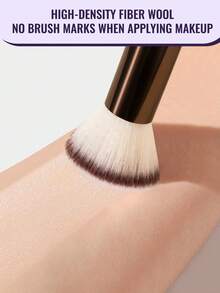 1pc Metal Handle Makeup Brush Set, Premium Quality Standing Foundation Brush, Blush Brush, Contour Brush, Ultra Soft Fibers Fit Face, Suitable For Daily Makeup - Mocha Brown - View 4