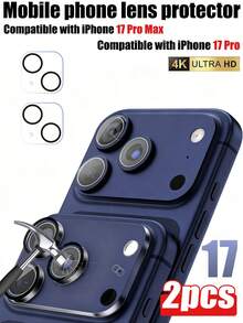 2pcs - Transparent Camera Lens Protector Film Compatible With IPhone 17 Pro Max 6.9 Inch, Compatible With IPhone Lens Protective Case, Full Coverage, 9H Hardness Anti-Scratch, High-Definition Clear Tempered Glass Camera Accessories, Suitable For Phone Case [No Impact On Night Photography], Valentine's Day Gift. - Clear - View 8