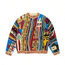 Autumn And Winter New Retro Fashion Guochao Casual Thick Needle Sweater 3D Digital Printing Men's Crew Neck Sweater - Q衛衣04 - 查看 1