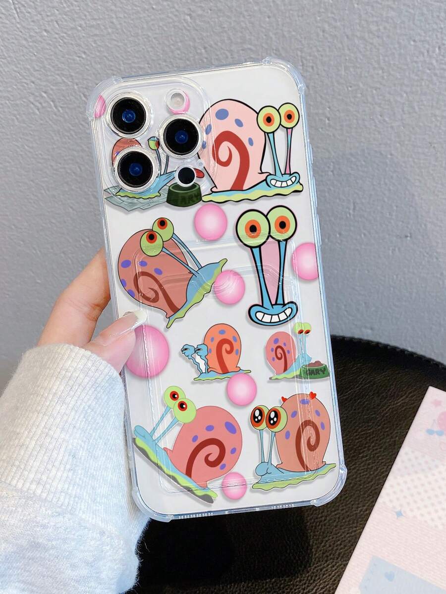 SPONGEBOB 1pc Cute & Fun Transparent Card Holder, Pink Bubble Pop - Big Star Colorful Pattern Shockproof Phone Case Compatible With Apple 11/12/12 Pro Max/14 Pro Max/15/15 Pro/16/16 Pro Max And Other Models - Multicolor - View 1