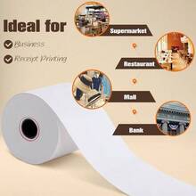 , 50 Rolls 2 1/4 Inch 50' Feet White Paper Cash Register POS Receipt, Fits All Credit Card Terminal Great Cashier Receipt Small Business Premium Quality - 10 Rolls + 2-1/4" X 165' - View 8