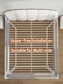 PANGDUBE Barrera Protectora para Cama de Bebé y Niños | Base Amplia en Forma U sin Necesidad de Taladrar | 7 Tamaños, Fundas Lavables a Máquina | Altura Ajustable | Delimitador de Cuna con Malla - Gris y blanco - Ver 3