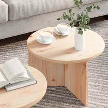 vidaXL Tavolino basso 2 pz Naturel Bois de pin massif - Castano - Visualizzare 4