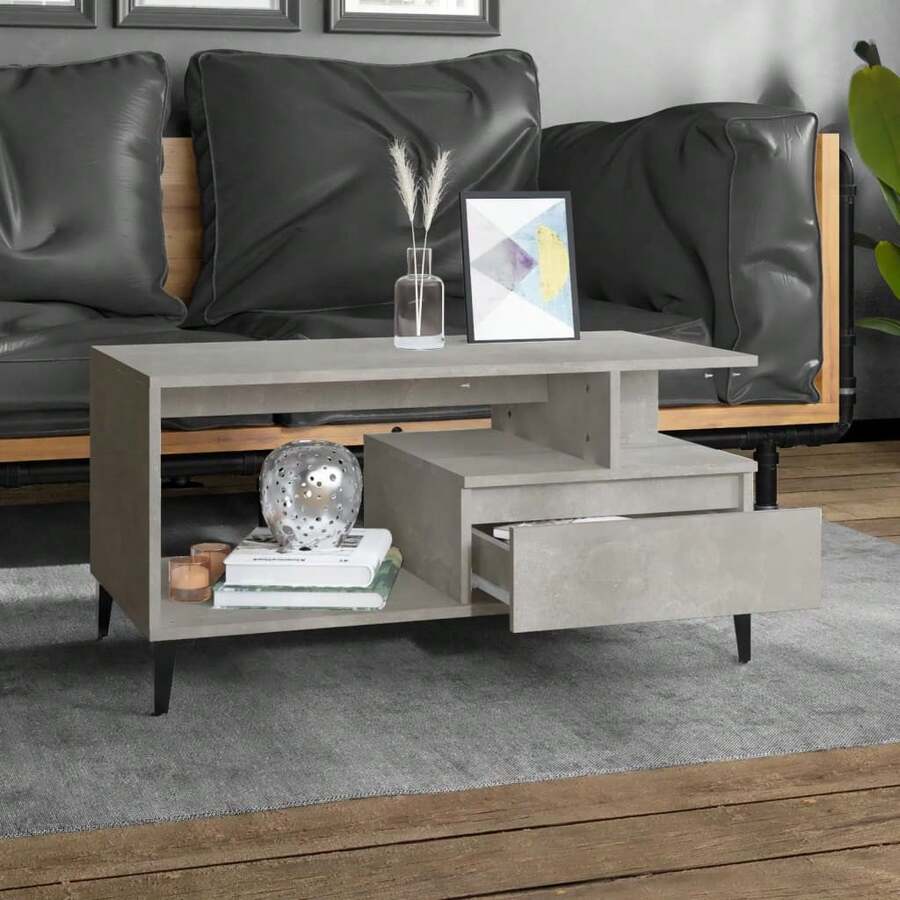 vidaXL Tavolo basso Gris béton 90x49x45 cm Bois d'ingénierie - Grigio - Visualizzare 1