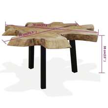 mesa vidaXL Basse Teck autêntica 80x70x38 cm - Castanho - Ver 10