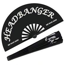 Abanico plegable grande de mano para hombre/mujer, esencial para vacaciones en la playa. Abanico de mano para fiestas, festivales de música y actuaciones. Decoraciones frescas para vacaciones en la playa, ropa de mujer - Golpeador de cabeza - Ver 6