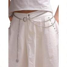Chain Belt Chain Silver Chain Belt Gold Chain Belt With Chain Sunflower Butterfly Waist Chain Belt Plus Size Long - B2 - Trái tim - bạc - Xem 3