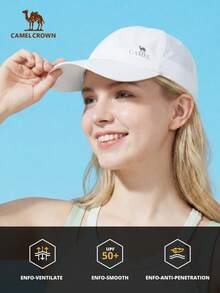 CAMEL CROWN 宽檐棒球帽，运动防晒帽，适合跑步、骑行、徒步 - 訊號白 - 查看 3