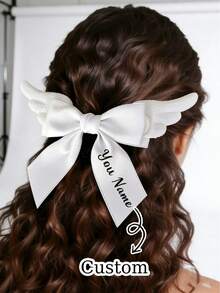Personalized Bow Hair Clip, Multi-Functional Hair Clip With Small Wings, Customizable With Your Name. Exquisite And Beautiful, It's Perfect For Pairing With Neat And Elegant Ponytails, Low Buns, And Various Other Hairstyles. - Multicolor - View 2