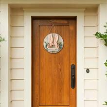 1pc Rustic Farmhouse Easter Bunny Ears Wooden Welcome Sign, 8"X8" Manufactured Wood, Vintage Style Wall Hanging Decor, Multipurpose Holiday Door Sign, English Text Home Wall Art - Multicolor - View 10