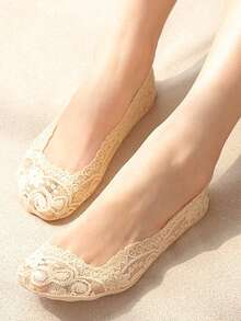 5 Pairs Spring Summer Women Boat Socks Slippers Fashion Sexy Lace Invisible Sock Hollow Silicone Non-Slip Breathable Thin Comfortable Socks - Multicolor - View 7