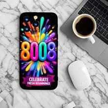 1PC Phone Case ,  Colorful Splash Numbers Celebration Design , Stylish Phone Case, Phone Decoration, All-around Lens Protection, Creative Small Gift, Funny Gift for Boys and Girls - ブラック - チェックする 6