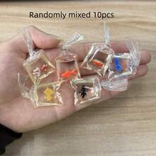 5/10件装逼真树脂配件DIY首饰，透明鱼形小物件，小型装饰吊坠，适用于DIY手工首饰制作，项链，手链，耳环，包链，钥匙扣，拉链装饰 - 彩色 - 查看 10
