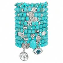 1pc Bohemian Style Turquoise Beaded Bracelet, Unisex Couples & Best Friends Design, Delicate & Versatile, Suitable For Daily Wear, Gift