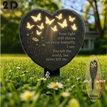 2D Flat Design Single Piece Butterfly Heart Memorial Garden Decor - Acrylic Outdoor Decoration, Let Love Remain Here Forever, Memories Eternal; Rustic Bohemian Art Style, Suitable For Lawn, Grave, Flower Bed - No Electricity Needed, Condolence Gift, 2D Flat Style - Multicolor - View 5