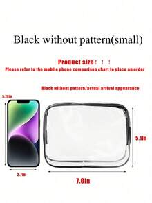 New Gymnastics Pattern Transparent Cosmetic Bag, Travel Organizer Pouch - PVC Clear Toiletry Bag, Travel Essential, Zipper Portable Travel Toiletry Bag, College Style PVC Makeup Bag, Large Capacity, Chain Travel Toiletry Bag - Black - View 8