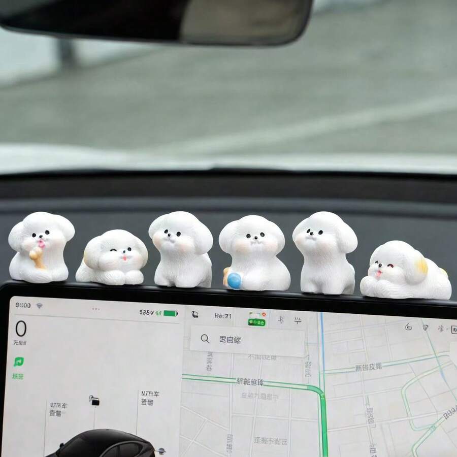 6个可爱白色小狗汽车摆件，可装饰您的电脑桌面，舒缓心情。也可用于汽车仪表盘装饰、办公室电脑屏幕装饰、桌面小摆件（含无痕胶水）。 - A - 查看 1