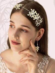 Milacolato Greek Goddess Costume Accessories For Women Gold Headpiece Upper Arm Cuff Bracelet Dangle Earring Goddess Gold Jewelry Set For Bridal Wedding Toga Party - 金色 - 查看 3