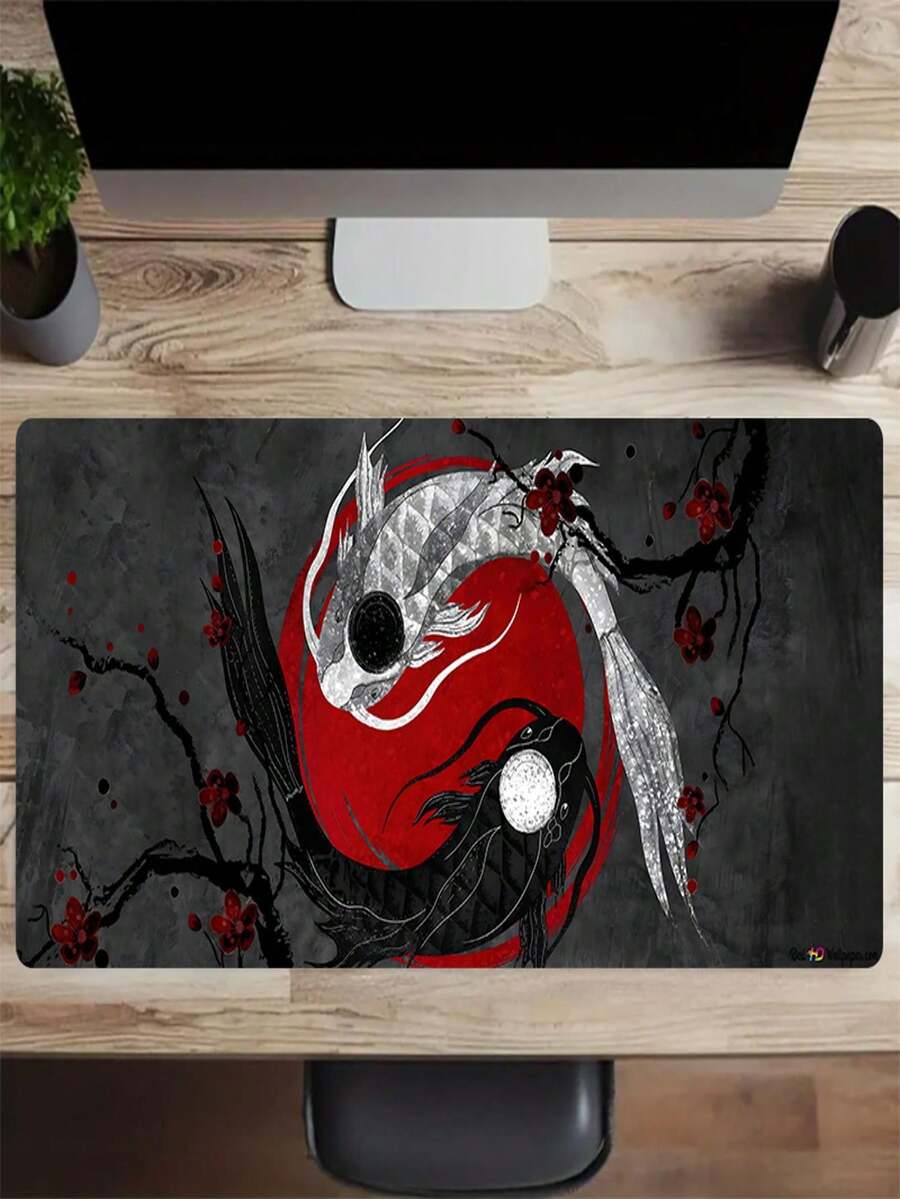 Large Non-Slip Rubber Desk Mat, Japanese Style Design, Smooth Surface, Washable And Durable, Suitable For PC, Laptop, Desktop Mouse Pad - Multicolor - View 1