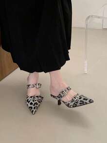 女士尖头穆勒拖鞋，银色高跟无后跟凉拖 - 彩色 - 查看 9