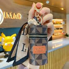 1个时尚便携新款口红盒零钱包汽车钥匙链，迷你奢华钥匙扣 - 彩色 - 查看 2