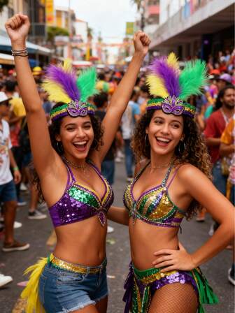 Karnevalsfjäderhårband, paljetthårband, lila, gult och grönt konstgjort fjäderhårband, lämpligt för festivalfiranden, bröllop, födelsedagsfester, New Orleans maskeradfest cocktailhuvudbonad, karnevalskläder håraccessoar för kvinnor