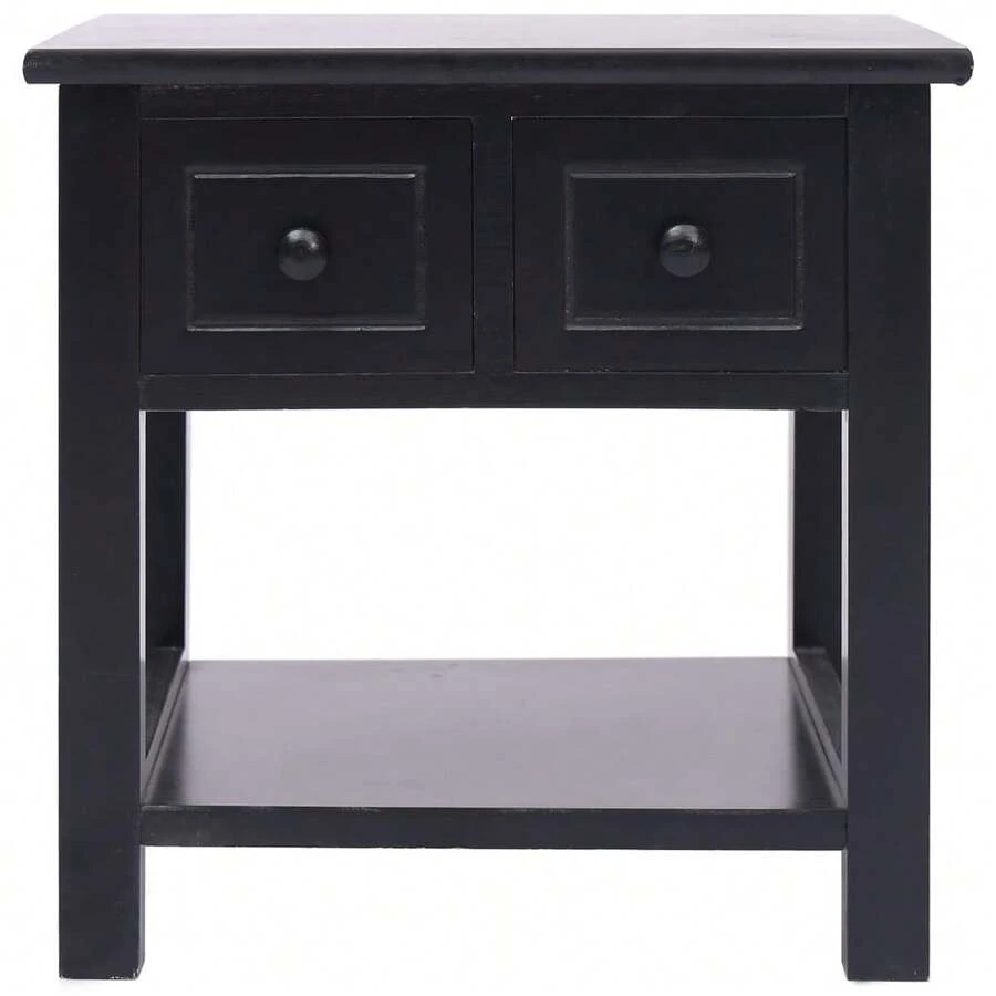 vidaXL Table d'appoint Noir 40x40x40 cm Bois de Paulownia - Noir - Voir 1