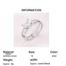 1pc Women's Fashion Minimalist Elegant Wedding Ring, Inlaid With Sparkling Synthetic Cubic Zirconia, Exquisite High-End Mother's Day, Valentine's Day, Christmas Gift, Minimalist Style Versatile Elegant Shiny Women's Jewelry - Silver - View 8