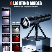 1 Stück tragbare langanhaltend Suchscheinwerfer, COB Seitenlicht mit 8 Modi, Powerbank-Funktion, Haushalts- und Outdoor-Taschenlampe - Verschiedenfarbig - Übersicht 6
