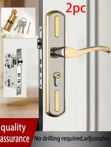 1 Set Cerradura de puerta de madera ajustable, Manija de puerta para el hogar universal, Cerradura de puerta de habitación interior, Perilla mecánica, Metal pulido, Sin necesidad de energía, Juego de manija de puerta moderna para decoración del hogar, Manija de puerta interior de moda con llave, Cerradura de antirrobo universal para puerta única - Multicolor - Ver 17