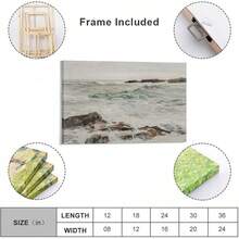 Arte de pared oceánico, impresión costera verde apagada, pintura de paisaje marino, arte de pared en lienzo, póster, decoración de pared moderna para chicas adolescentes, decoración de hogar funky xinch(xcm) - transparente - Ver 3