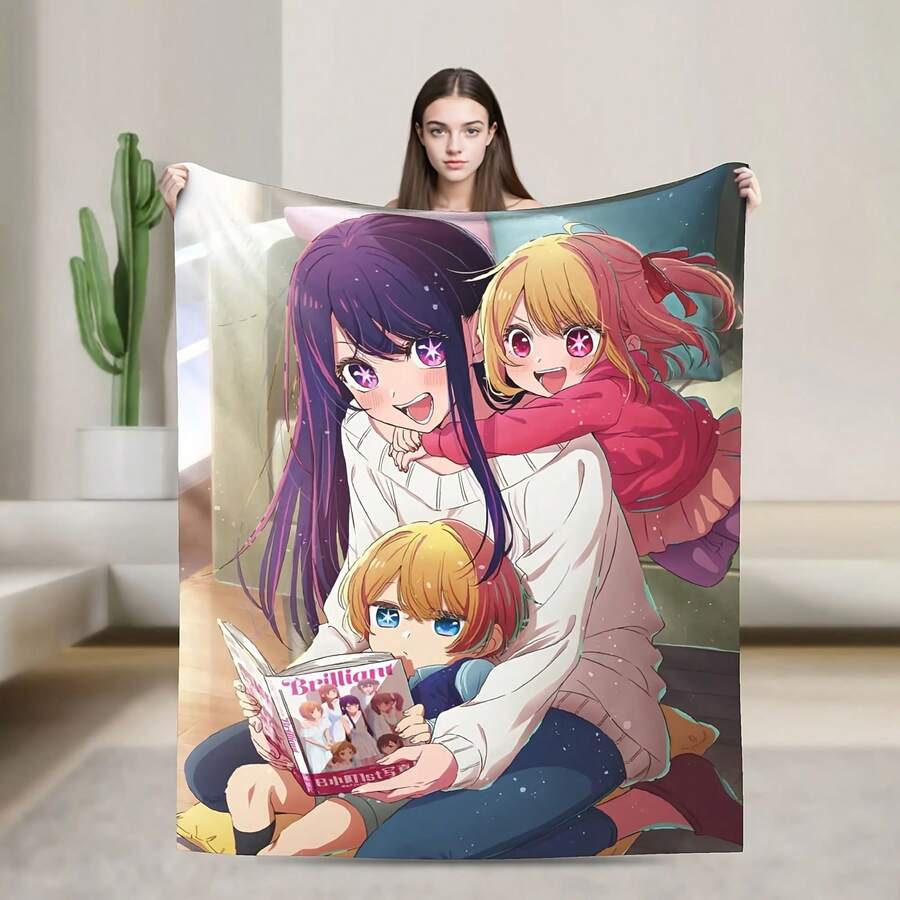Anime Oshi No Ko Fuzzy Blanket Ruby Aqua Fashion Throw Blankets For Home 200x150cm Bedspread - hình dạng - Xem 1