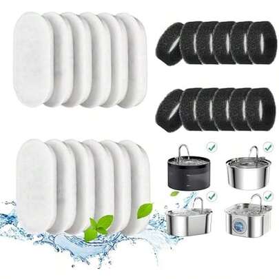 Cat Water Fountain Filter,12 Packs Pet Fountain Filter Set, 24 Pcs Cat Fountain Filters Replacement For Automatic Cat Water Fountain/Pet Water Fountain