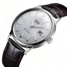 Orient Men's Mechanical Watch, White Dial, Stainless Steel Case, Paired With Leather Strap, Suitable For Business And Daily Wear. Elegant Men's Gift