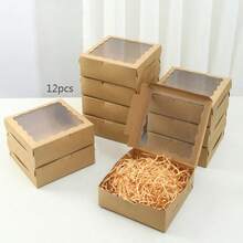 12 piezas Cajas transparentes para pasteles, adecuadas para hacer macarrones, galletas, magdalenas, donas y diversos postres - Ideal para panaderías, confiterías y pequeña repostería - Multicolor - Ver 14