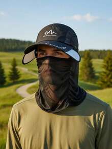 1 Pieza Sombrero Impermeable Plegable Para El Sol Para Hombres Con Protección Para La Cara y El Cuello, Sombrero De Moda Con Protección Uv, Máscara Removible y Gorra De Béisbol Para Senderismo, Escalada, Caza, Pesca y Otras Actividades Al Aire Libre - Azul Marino - Ver 1