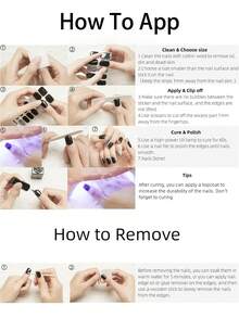 20pcs Semi-Cured Gel Nail Stickers, Asymmetrical French Style, UV Nail Stickers, DIY Nail Art At Home - Multicolor - View 7