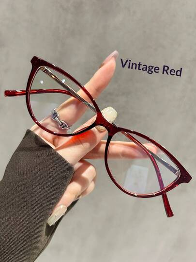 1 Pair Women's Fashionable Retro Y2K Baddie Style Non-Prescription Decorative Glasses
