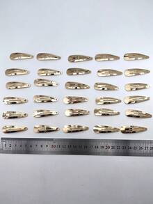 30pcs/Pack Elegant Solid Color Metal DIY Hair Clips, Suitable For Everyday Wear, Head Accessories, Hair Accessories For Women, Hair Slide, Hair Barrettes - Gold - View 9