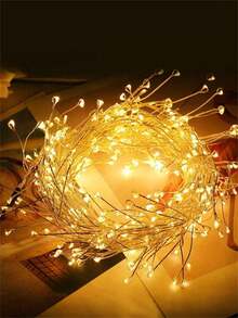 1pc USB Powered Firecracker Garland Light String, Remote Control Twinkling, 50/100 LED Beads, DIY Firecracker Starry Light, Suitable For Love, Wedding, Party, Bedroom, Christmas Decor