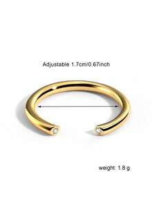 Charm-In 1 pieza Anillo abierto chapado en oro ajustable con circonita cúbica para mujeres - Accesorio de moda diario, regalo ideal para citas/fiestas/Día de San Valentín - Dorado - Ver 5