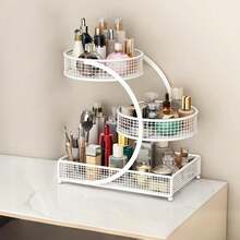 1PCS 3-Tier Cosmetic Storage Rack - No Assembly Required, Bathroom Countertop Storage Rack - Bathroom Storage Rack - Cosmetic Storage Box - Suitable For Bathrooms, Dressing Tables, Countertops, For Storing Cosmetics, Lipsticks, Etc. - Home Gift - 白色 - 查看 9