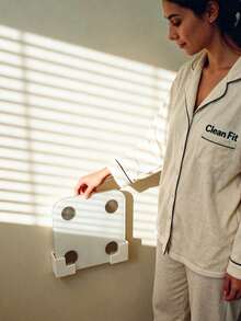 2pcs Smart Electronic Scale Storage Rack - No Drilling Required, Includes Adhesive/Installation Accessories, White Modern Bathroom And Kitchen Cabinet Organizer Rack With Weight Sensor, Plastic Material, Space-Saving Design, Upper Shelf And Lower Storage Space, Suitable For Storing Toilet Paper, Towels, Medicine - Perfect For Small Bathrooms