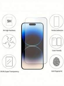 3pcs Premium Tempered Glass Screen Protector Film Compatible With IPhone 17/Air/17 Pro/17 Pro Max/16 Pro Max/15 Pro Max/14 Pro Max/13/12/11Pro Max/7/8/Se2/X/Xs/Xr/Xs Max/16e, Full Cover Protection Film With HD Clarity, Anti-Scratch Design Compatible With IPhone - Clear - View 3