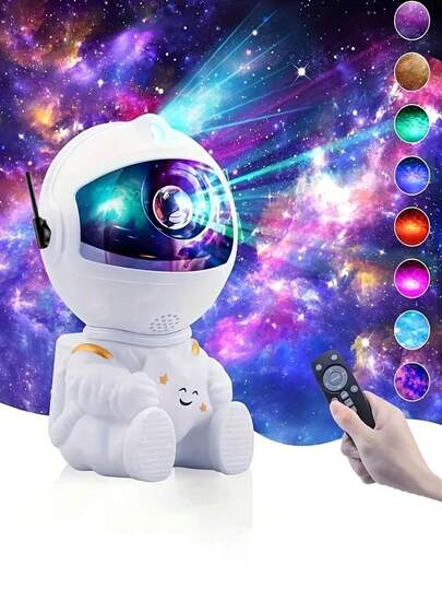 1 pieza Luz de noche de nebulosa con proyector de estrellas con control remoto - Lámpara de proyección de nebulosa y astronauta giratoria de 360° alimentada por USB, luz de techo de cielo estrellado ajustable LED para dormitorio, sala de estar y decoración de fiestas - Regalo perfecto para vacaciones y todas las estaciones