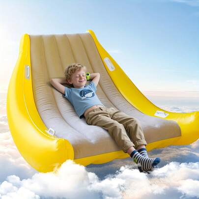 Kids Inflatable Banana Boat Chair & Bed With Pump-Multi-Functional Sensory Seat For Indoor & Outdoor Reading, Play, And Relaxation, No Assembly, Perfect Christmas/Birthday Gift