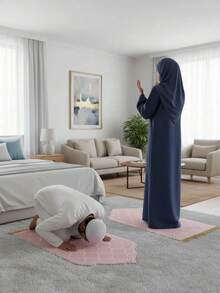 1件流苏祈祷垫，中东风格印花地毯 - 防滑，可折叠加厚跪垫，柔软可水洗，适合斋月期间家庭礼拜和宗教场所使用