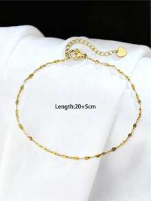 1pc Minimalist Solid Color Anklet, Stainless Steel Material, Romantic Valentine's Day Accessory - Heart-shaped Anklet - View 5