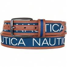 mhjNautica Signature Leather and Canvas Belt Ribbon Detail Flag Design Classic Casual Metal Buckle Cinturón Hombresleeping Bags - 220140300 - Ver 2