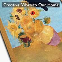 Obras de arte atemporales, decoración de pared de girasol de Van Gogh, gato negro, arte de pared con marco de madera natural, impresión divertida de impresionismo, póster de obra de arte vintage, arte retro, lienzo para sala de estar, dormitorio - transparente - Ver 9